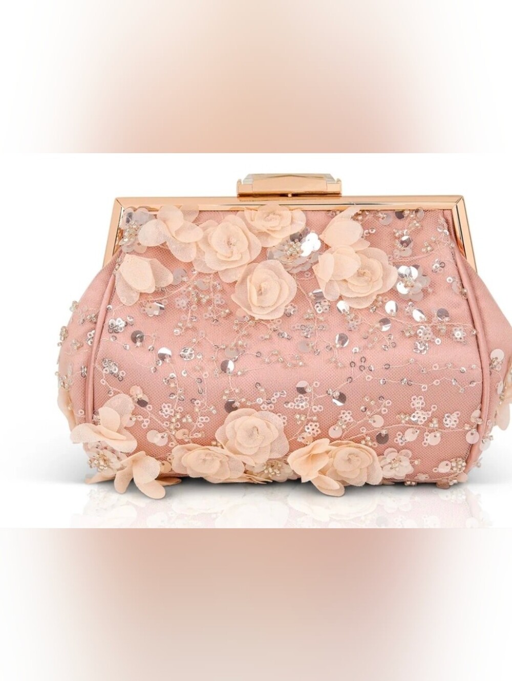 ✨ Jewel Badgley Mischka Bea Couture Clutch ✨Blush Pink / Rose Champagne Floral